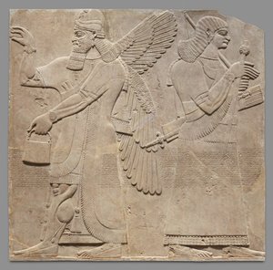 Relief Panel of Guardian and Eunuch, c.883-59 B.C.